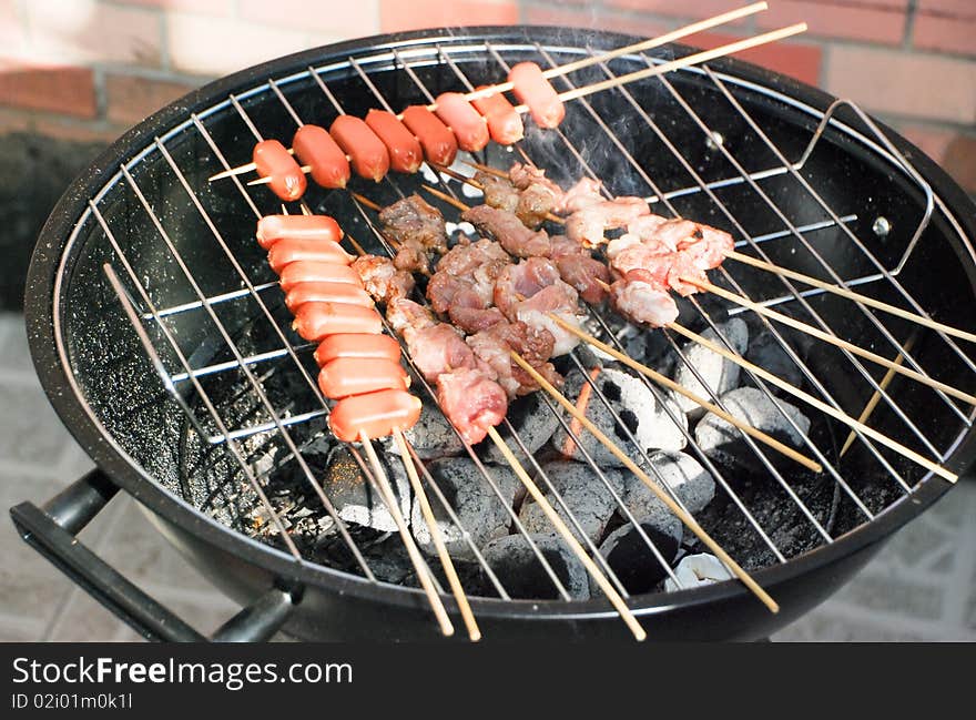 Delicious BBQ with Sausage and meat