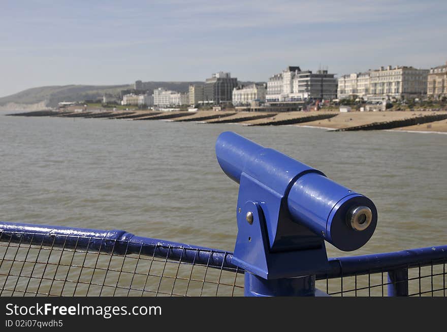 Sunny Eastbourne, traditional seaside resort on England's south coast. Sunny Eastbourne, traditional seaside resort on England's south coast