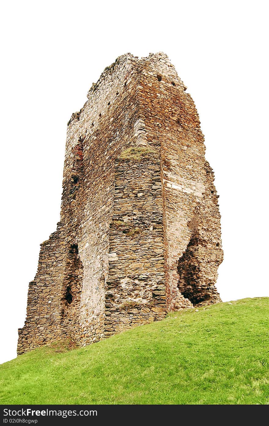 Medieval ruins on white background