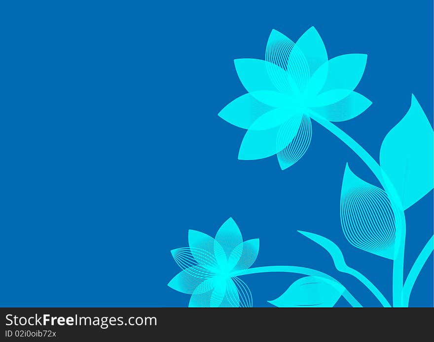 Blue abstract background with stylize flower. Blue abstract background with stylize flower