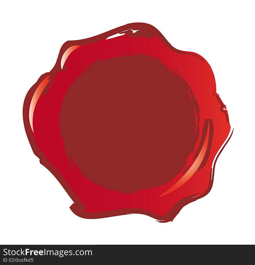 Red abstract illustrated seal on white background