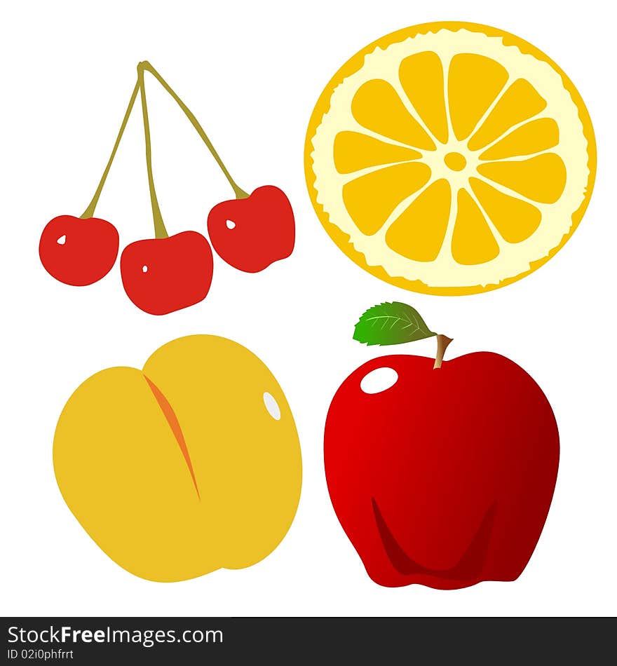 Vector color collection of fruits. Vector color collection of fruits