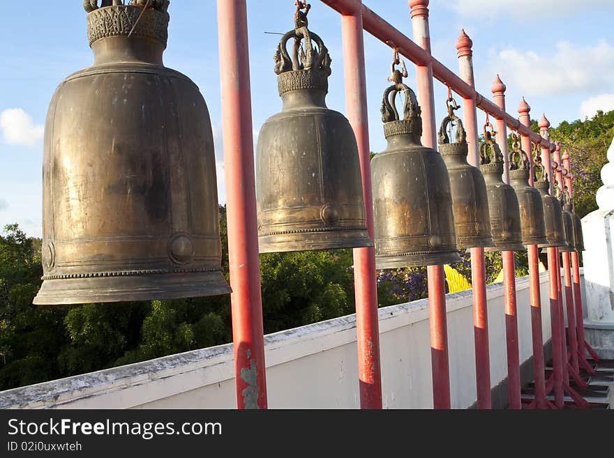 Religious bells in Chinese Temple South of Thailand