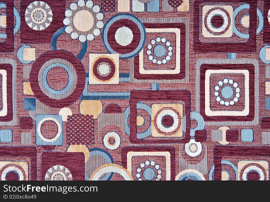 Textile background with square and round figures. Textile background with square and round figures