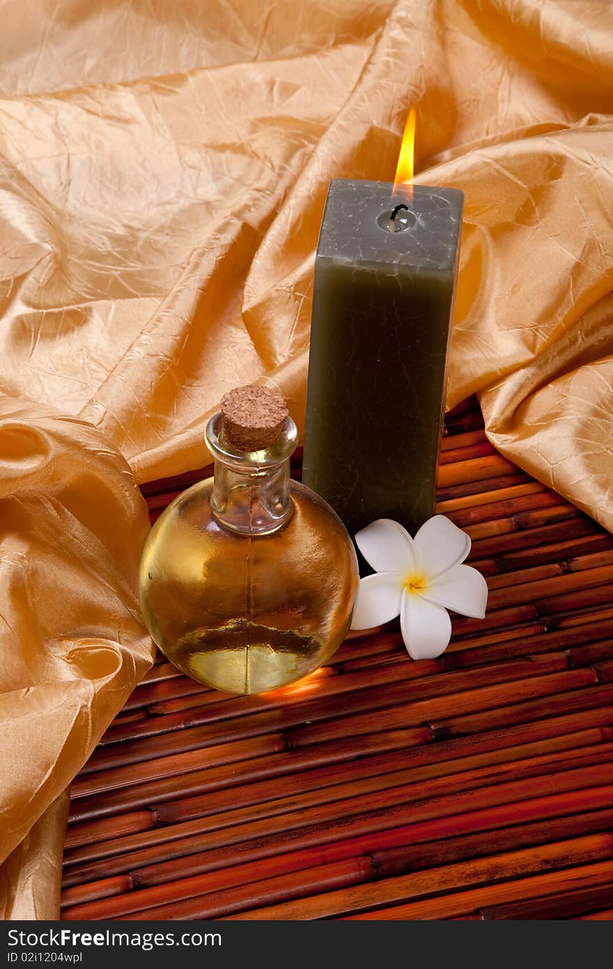 Spa items on bamboo mat