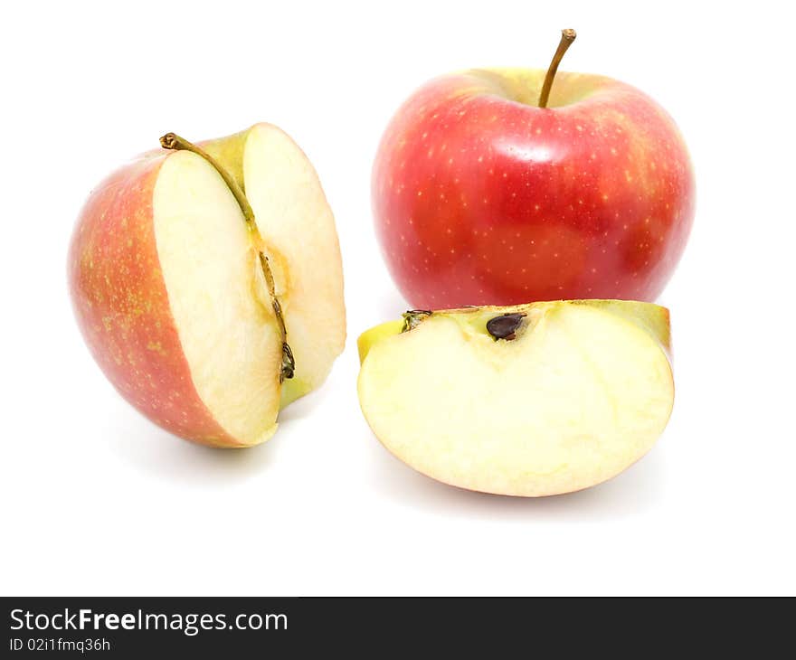 Fresh red apples isolated on white background