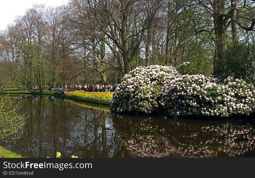 Crowd of people in floral park from Keukenhof, Holland. Crowd of people in floral park from Keukenhof, Holland.