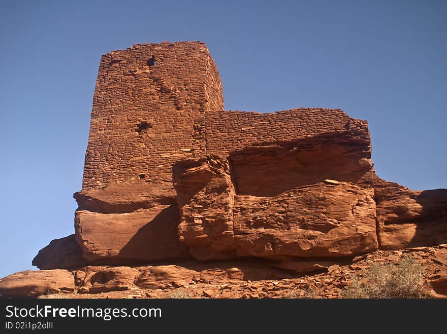 Ancient Native American Wukoki Pueblo Ruins from Wupatki National Monument near Flagstaff and Grand Canyon, Arizona