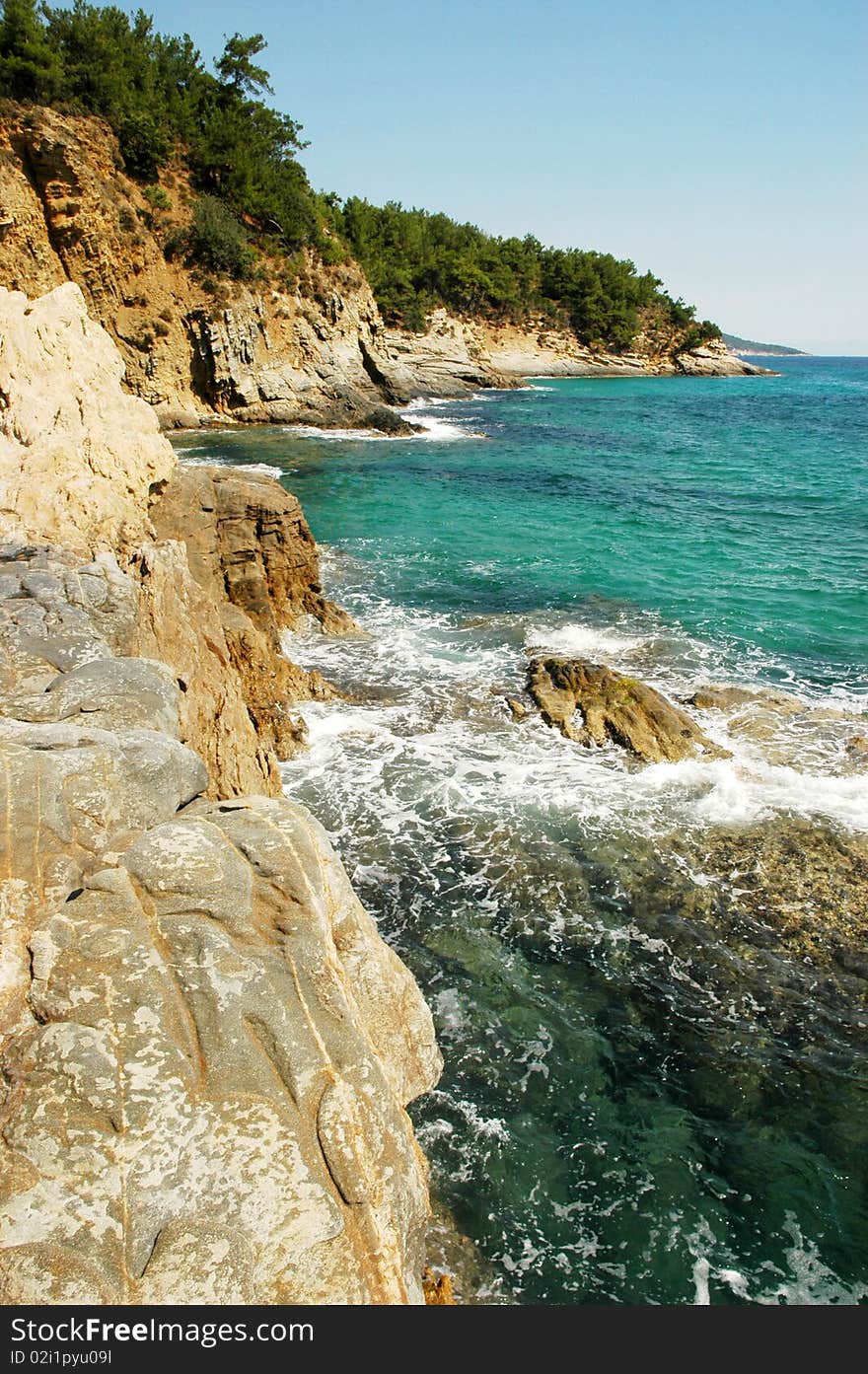 East coastline on the Thassos island in the Aegean sea. East coastline on the Thassos island in the Aegean sea