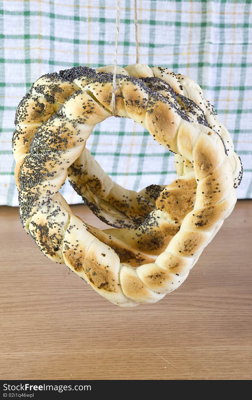 Freshly baked bavarian poppy pretzels