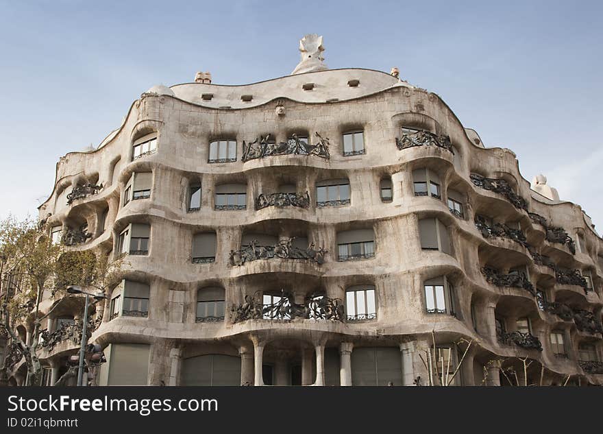 Gaudí's modernist building, called La Pedrera, in Barcelona