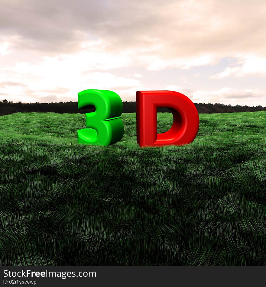 An 3d Logo embedded in an outdoor 3d scape