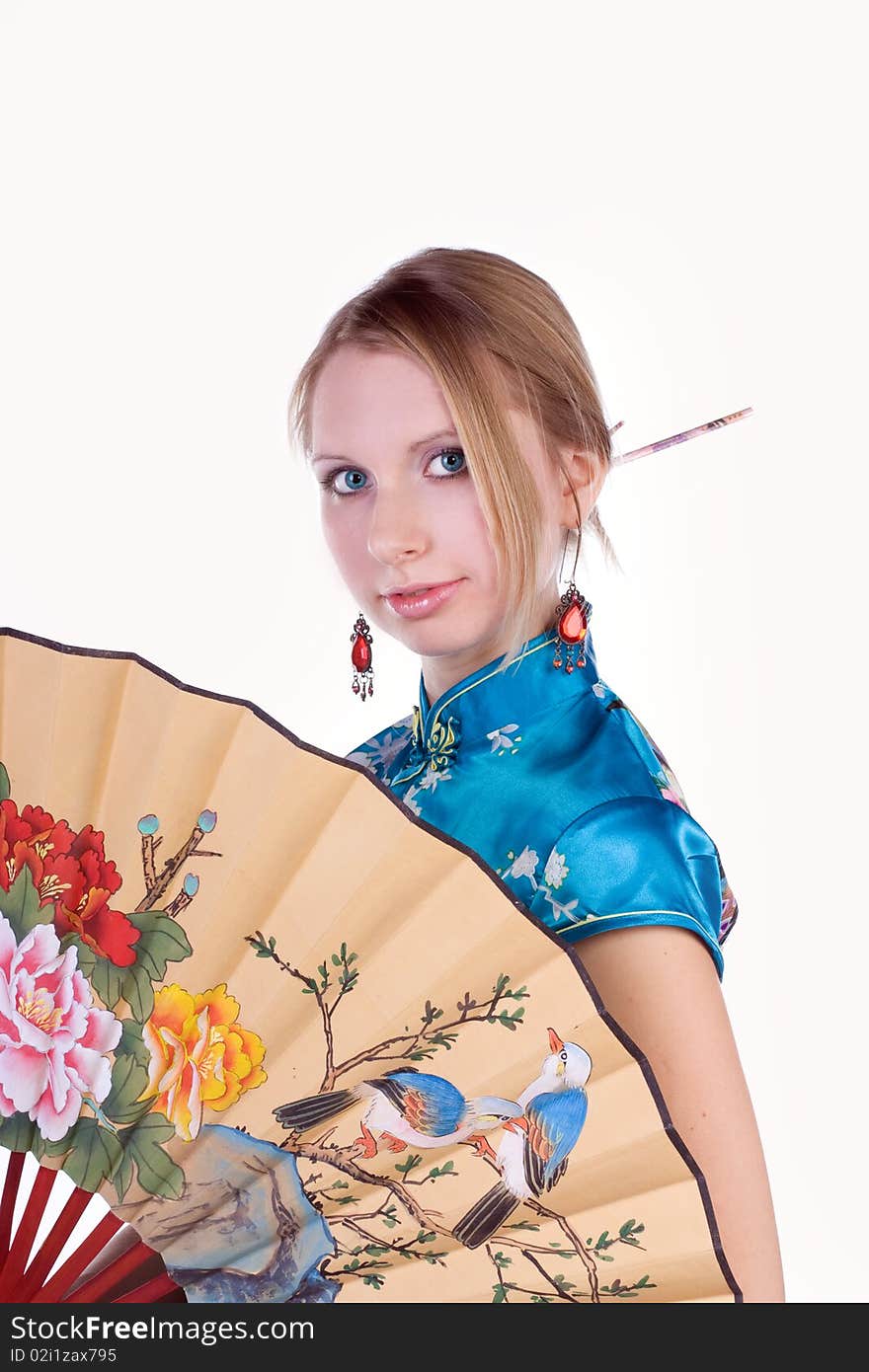 Nice girl in Chinese dress. Nice girl in Chinese dress