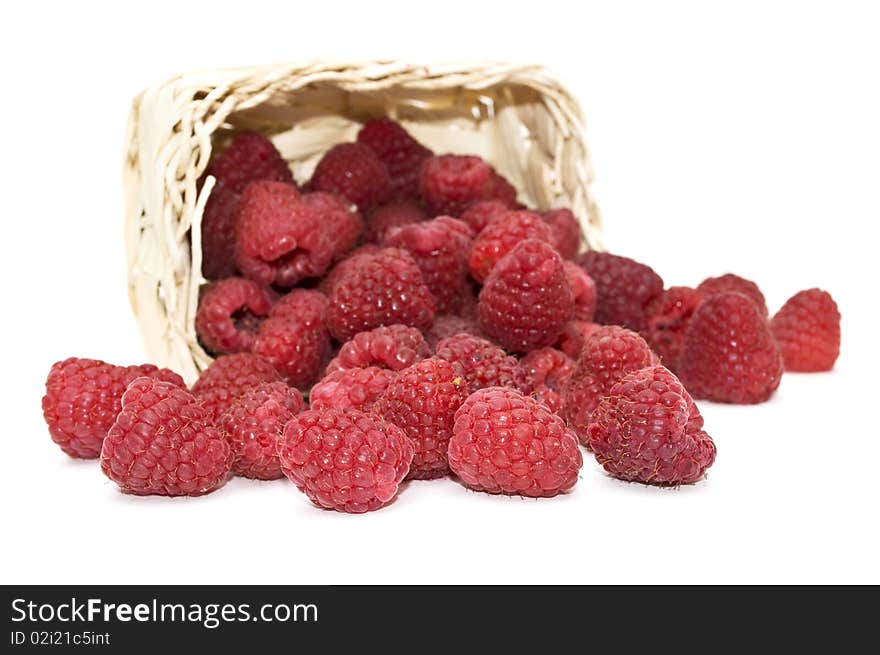 Raspberries In A Basket.