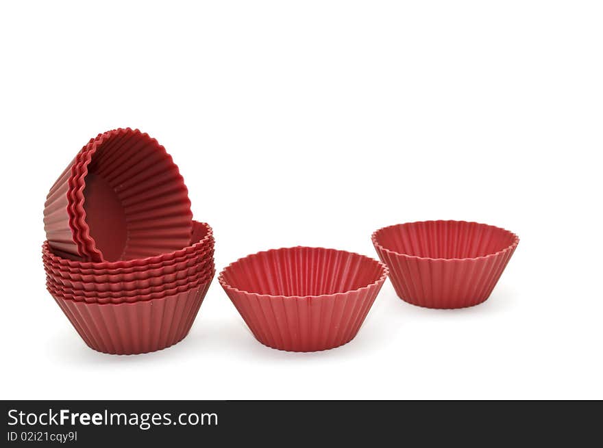 Silicone bakeware set isolated on a white background. Silicone bakeware set isolated on a white background.