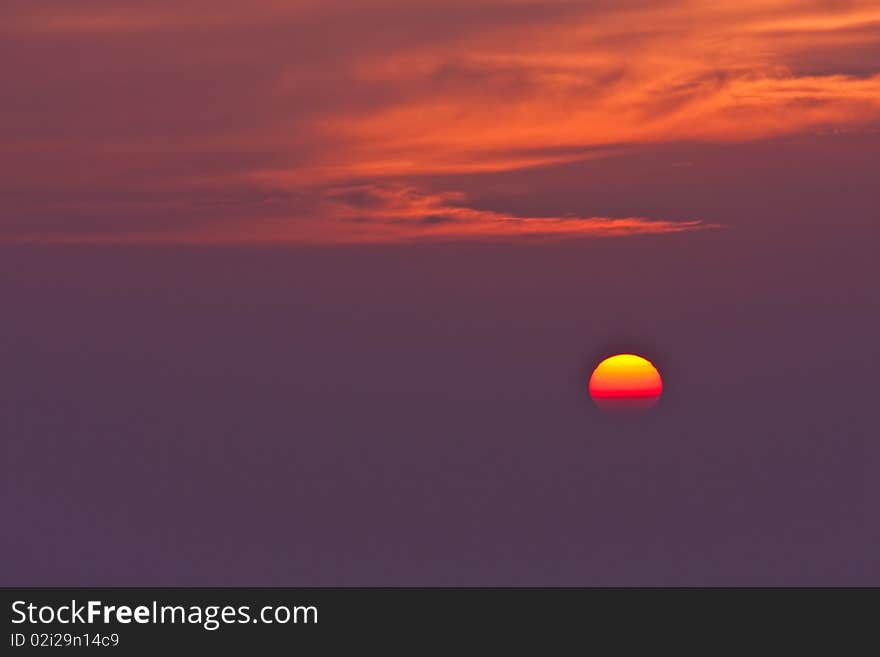 Sunrise on yellow sky image