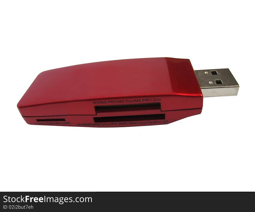 Memory cards reader in red color