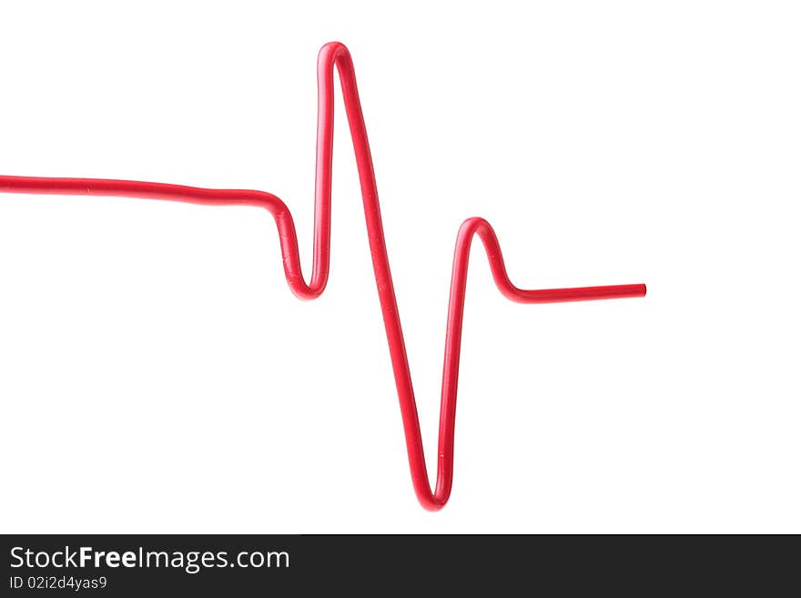 The electric wire is bent in the form of the cardiogramme.