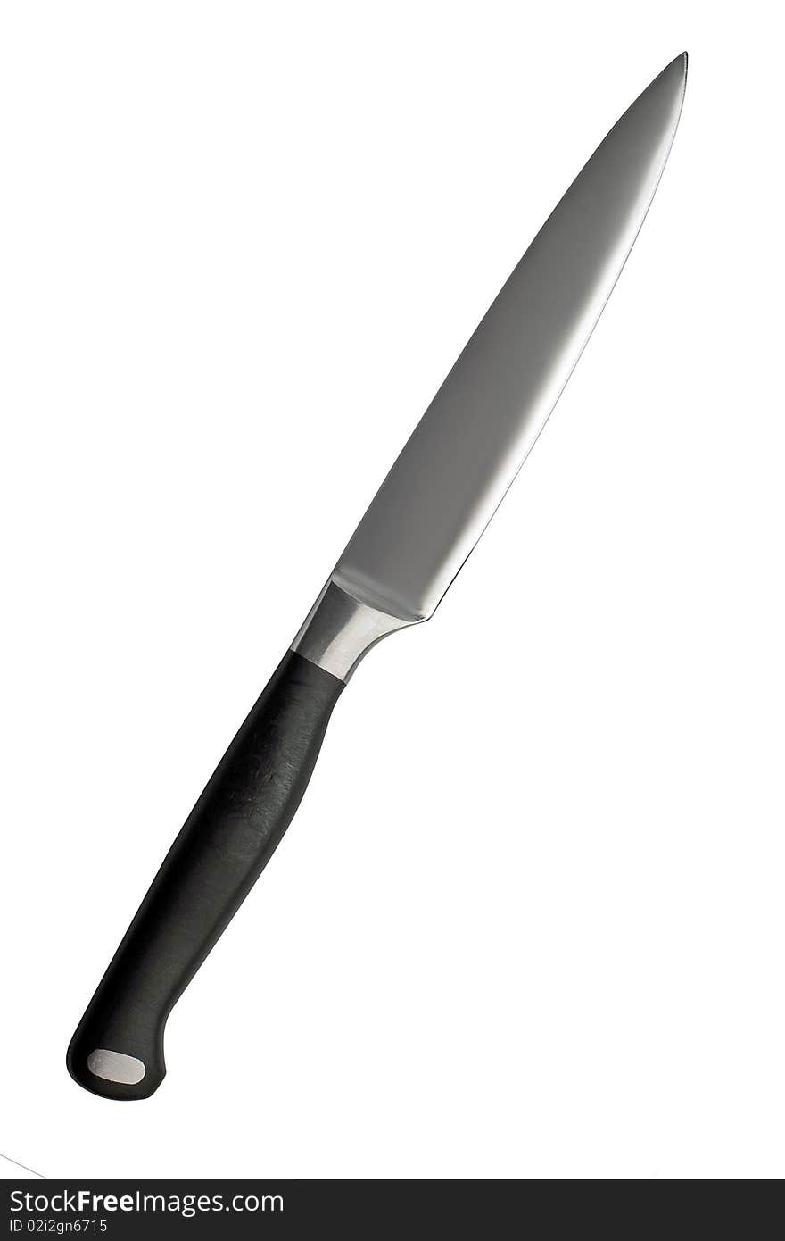 Black sharp kitchen knife (isolated)