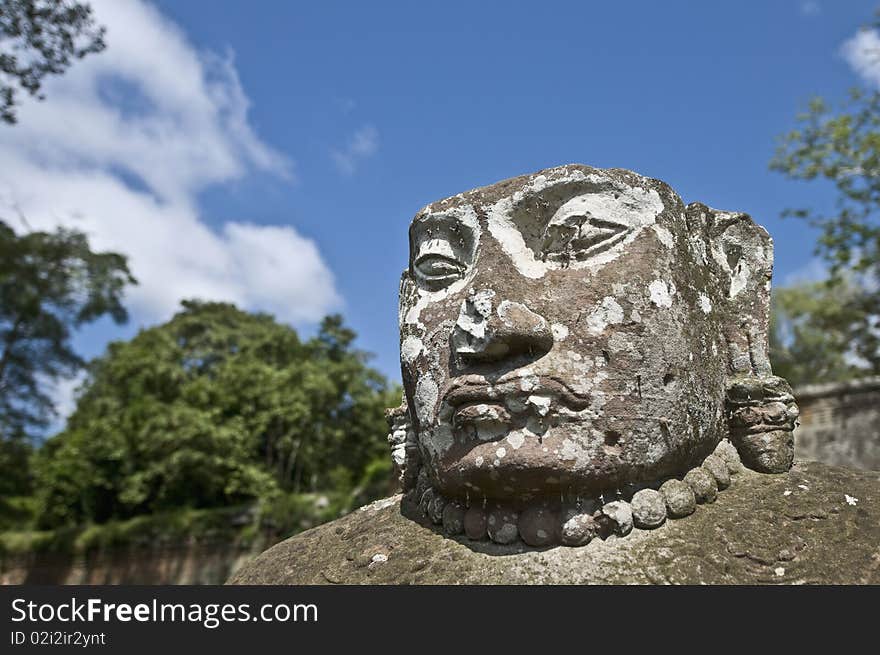 Heads of the guardians of Angkor Thom within the Angkor Temples, Cambodia