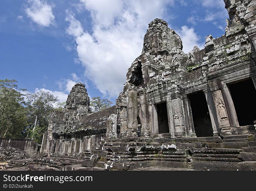 Bayon temple within the Angkor Temples, Cambodia