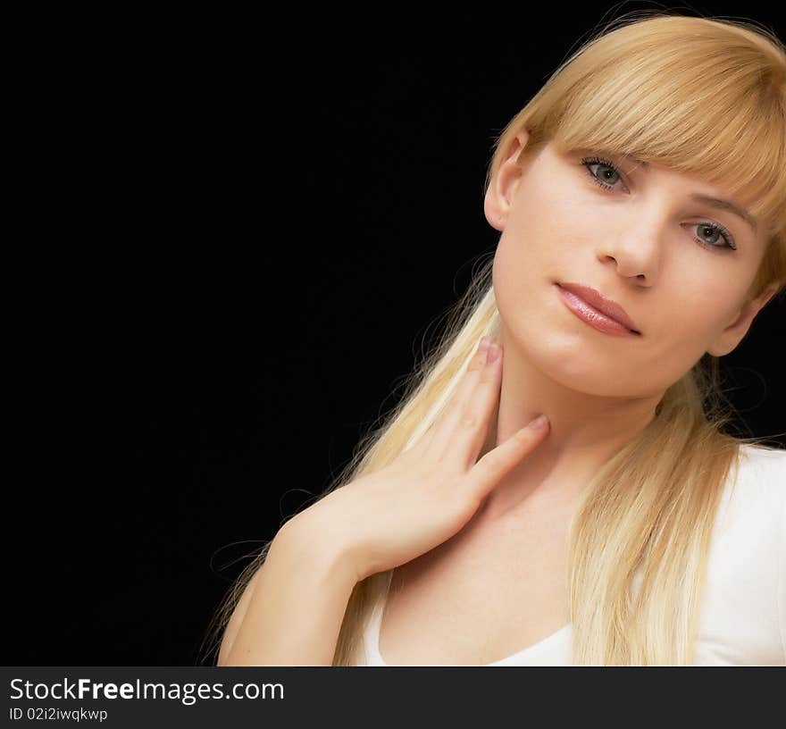 Fashionable woman on black background