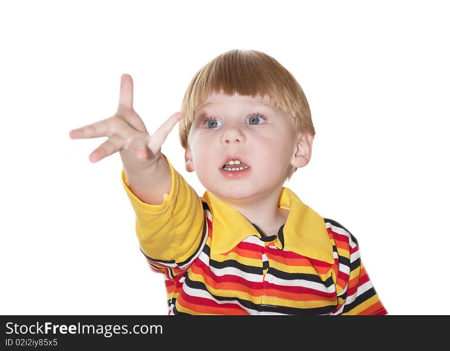 Portrait of the beautiful little boy on a white background. Portrait of the beautiful little boy on a white background