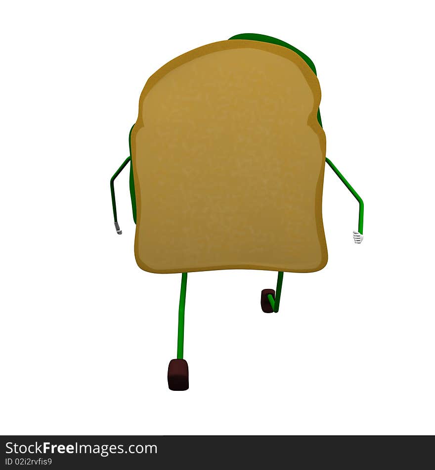 3d illustration of toast on the run