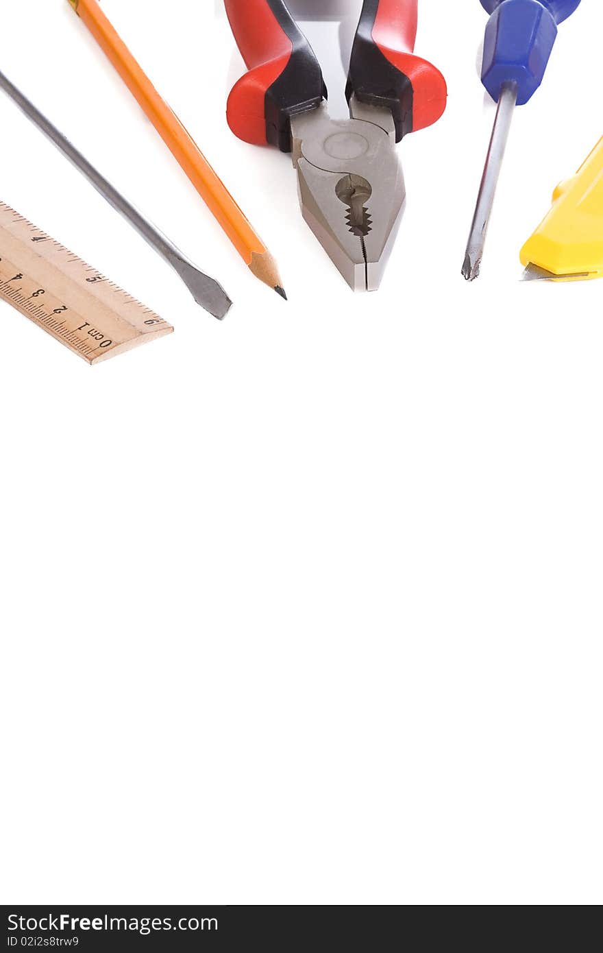 Isolated tools over white background