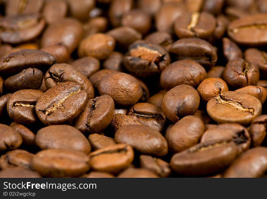 Coffee beans background. Black coffee