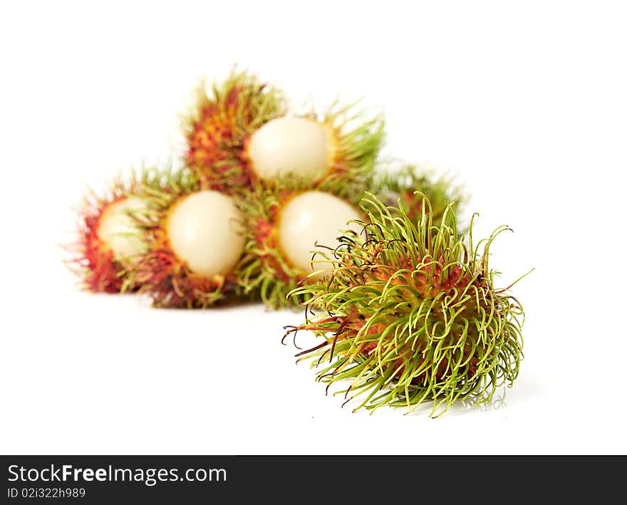 Exotic Thai fruit Rambutan or Ngo isolated on white