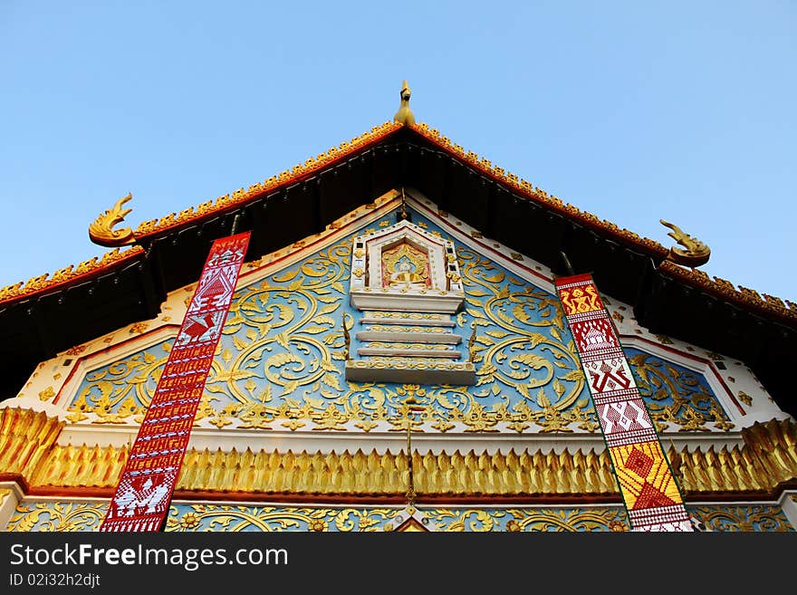 Tympanum in thai temple style. Tympanum in thai temple style