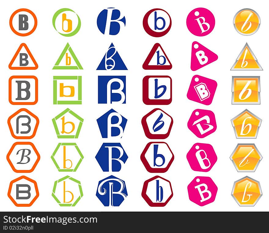 Letter B Icon Design Badges and Tags Set. Letter B Icon Design Badges and Tags Set