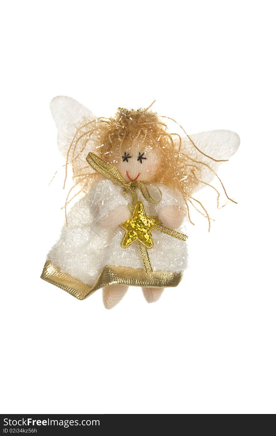 Soft toy angel. Isolated on white background. Soft toy angel. Isolated on white background