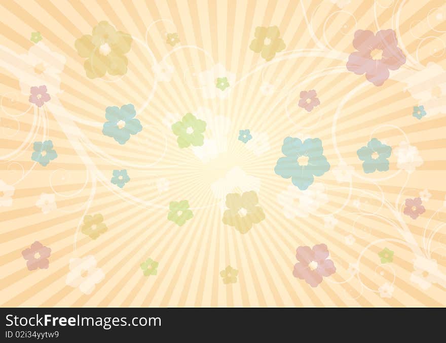 Illustration of flowers on beams background to use also as wallpaper. Illustration of flowers on beams background to use also as wallpaper