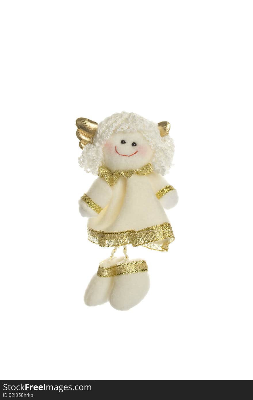 Soft toy angel. Isolated on white background. Soft toy angel. Isolated on white background