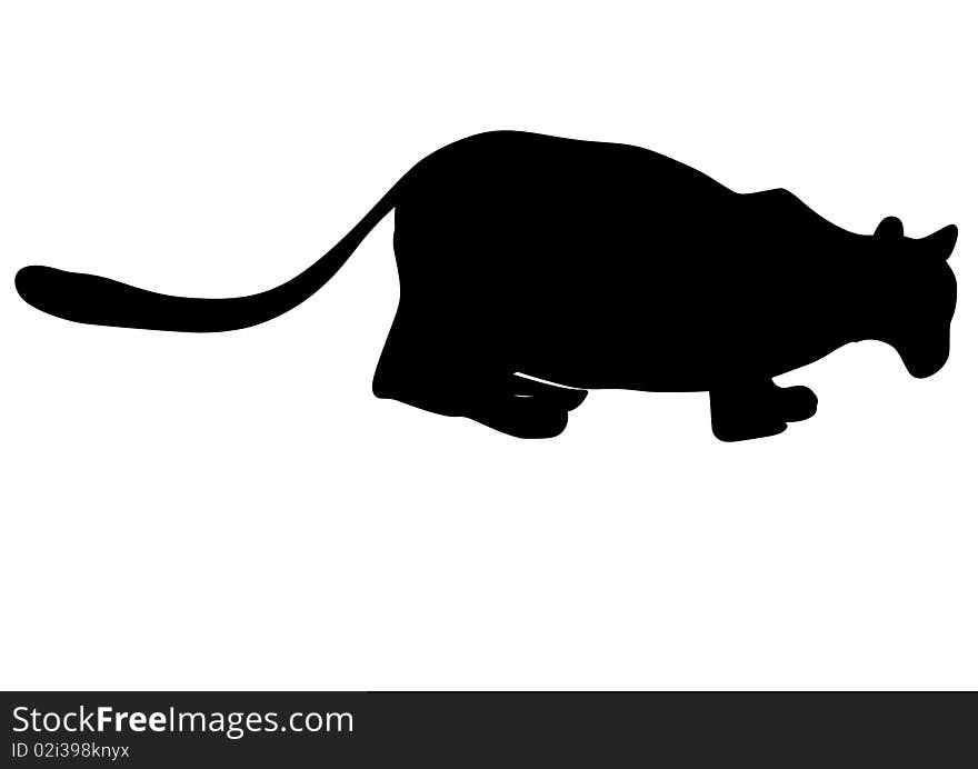 Vector black silhouette of lioness