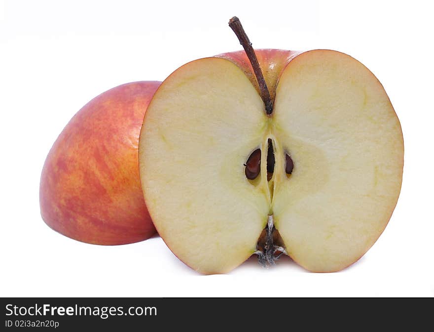 Razrezanye Apple On A White Background