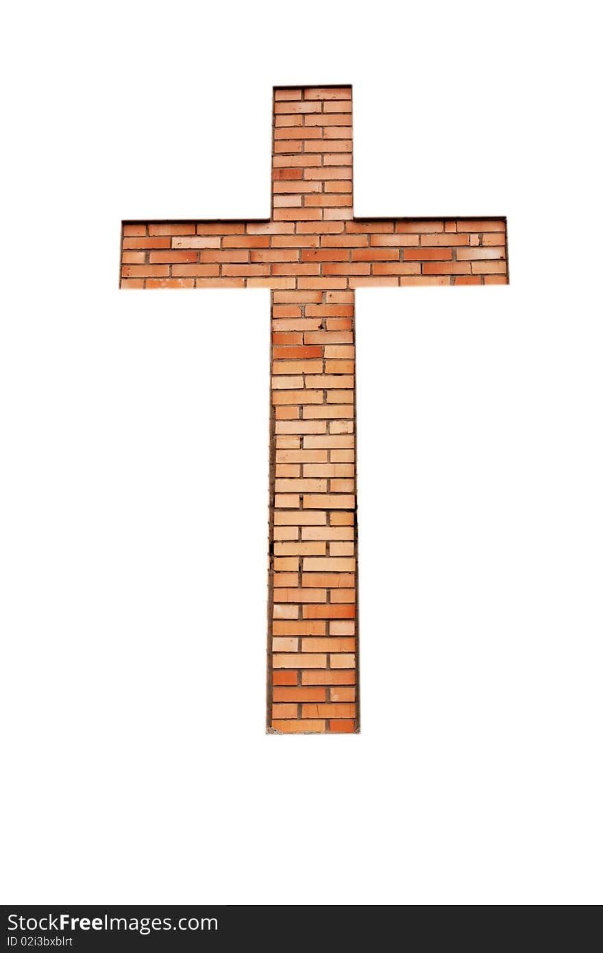 A brick cross isolated on white