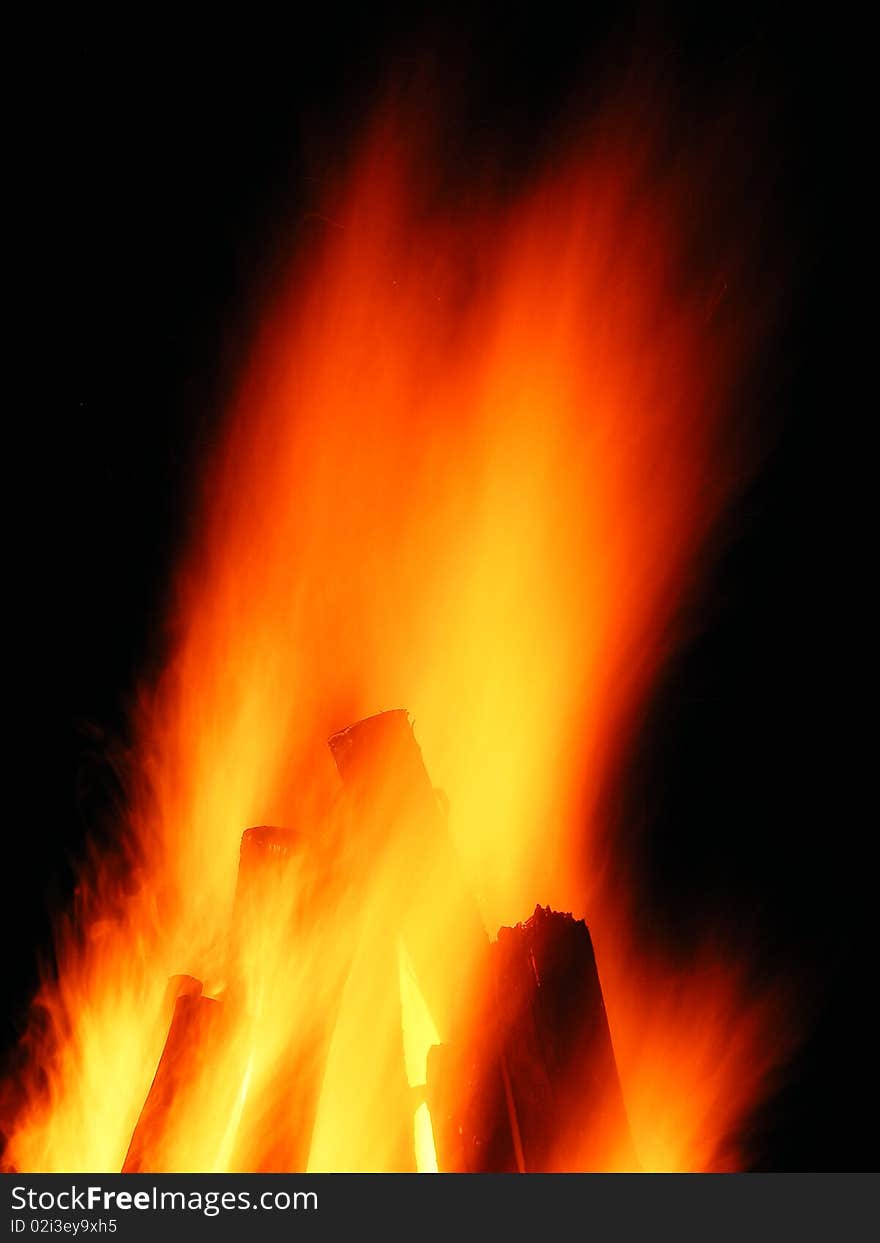 Long exposure shot of a camp fire