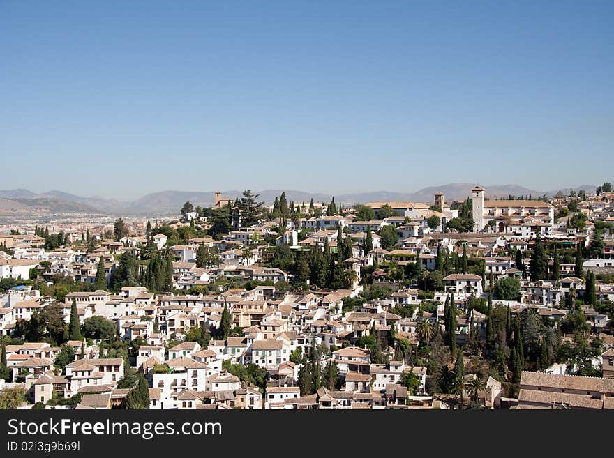 Cityscape with view on the roofs in european city