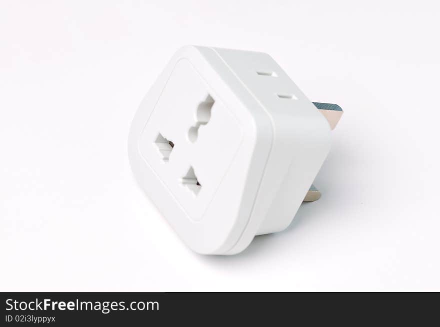 Travel adapter on a white background. Travel adapter on a white background.