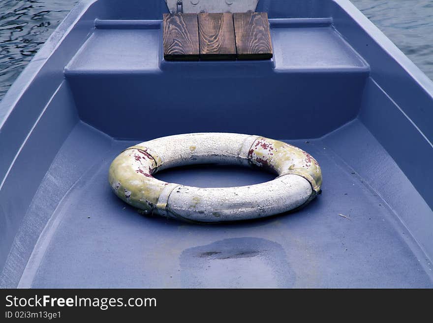 Old jacket in the boat. Old jacket in the boat