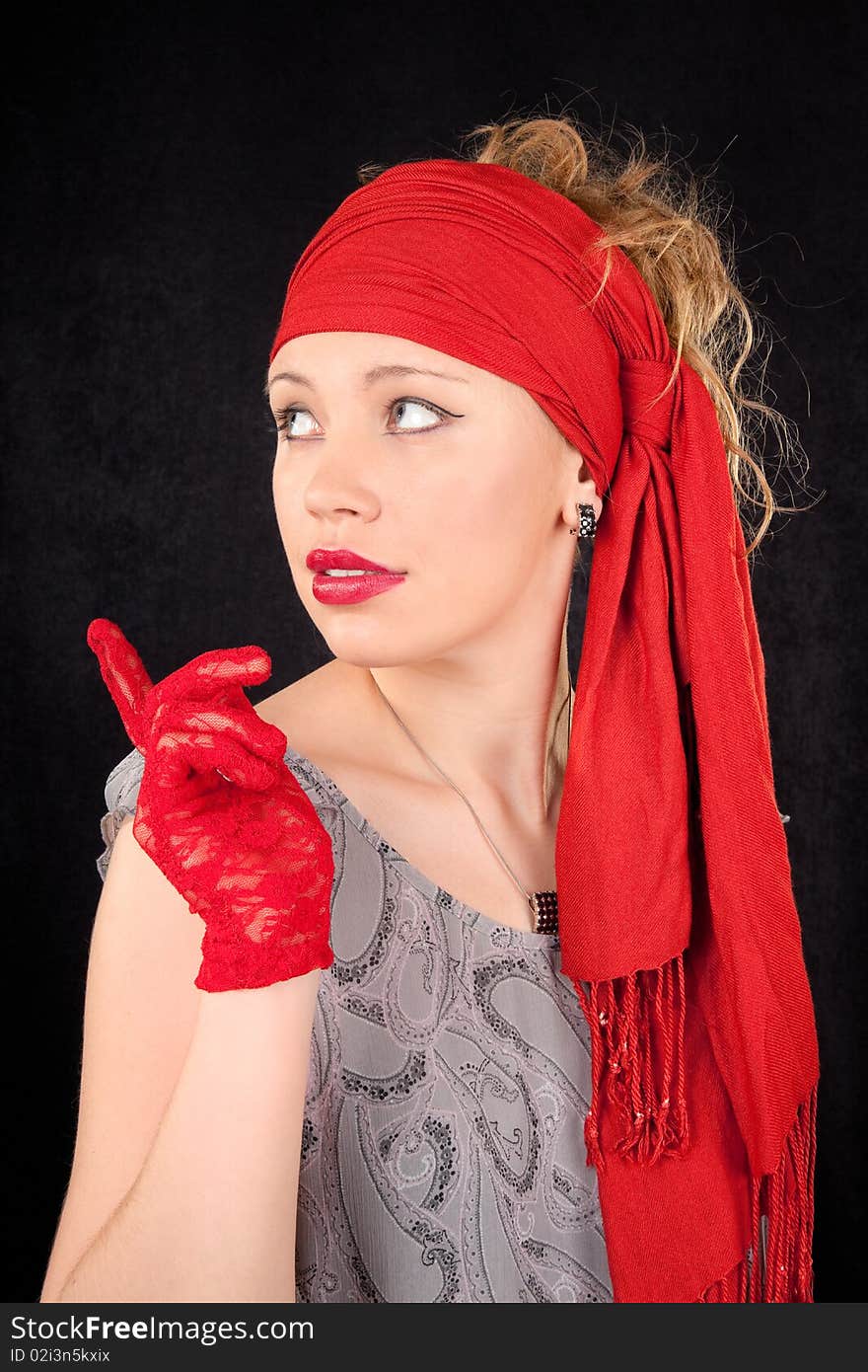 Portrait of a young girl in red color. Portrait of a young girl in red color