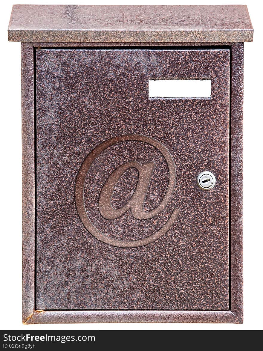 Isolated metal rusty mailbox on white background. Isolated metal rusty mailbox on white background