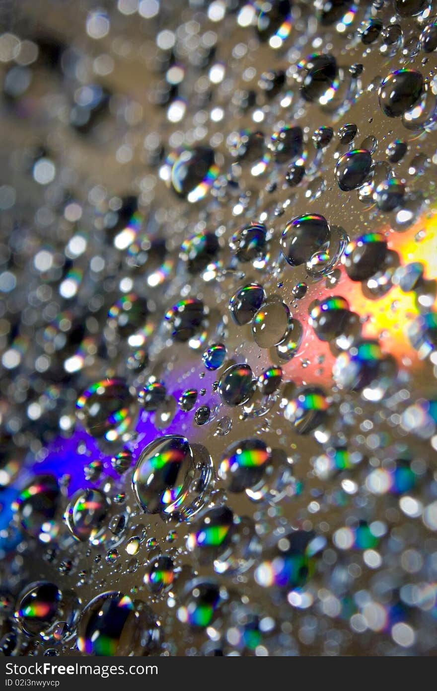 Water drops on glass surface. Photo close up