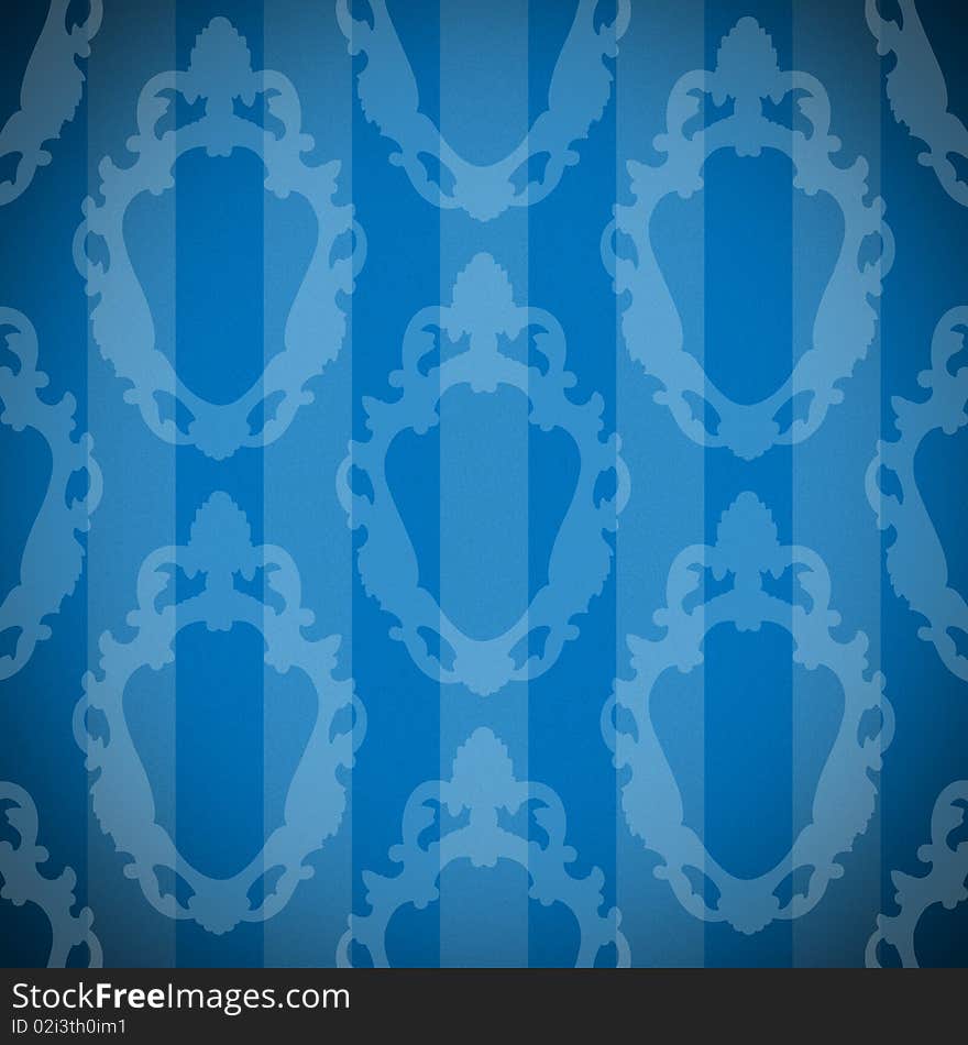 Blue wallpaper pattern with frames