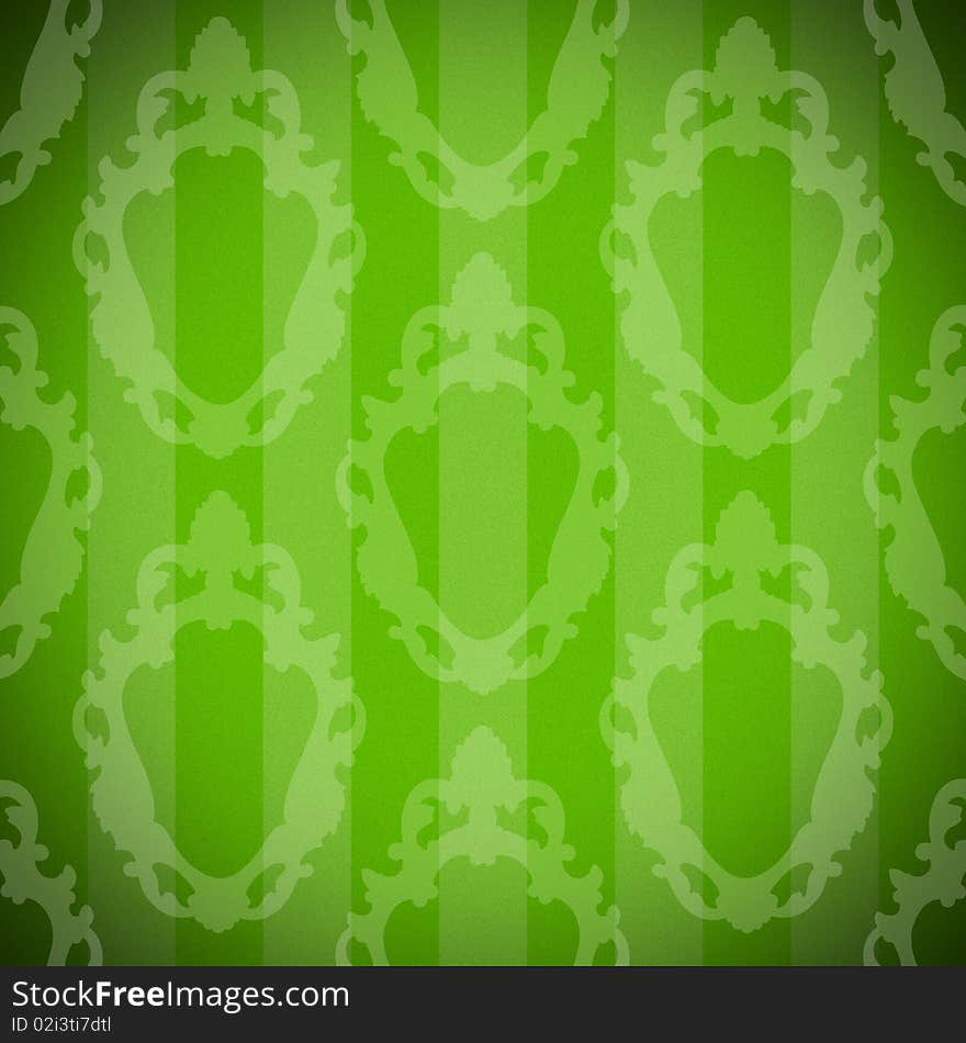 Green wallpaper pattern with frames