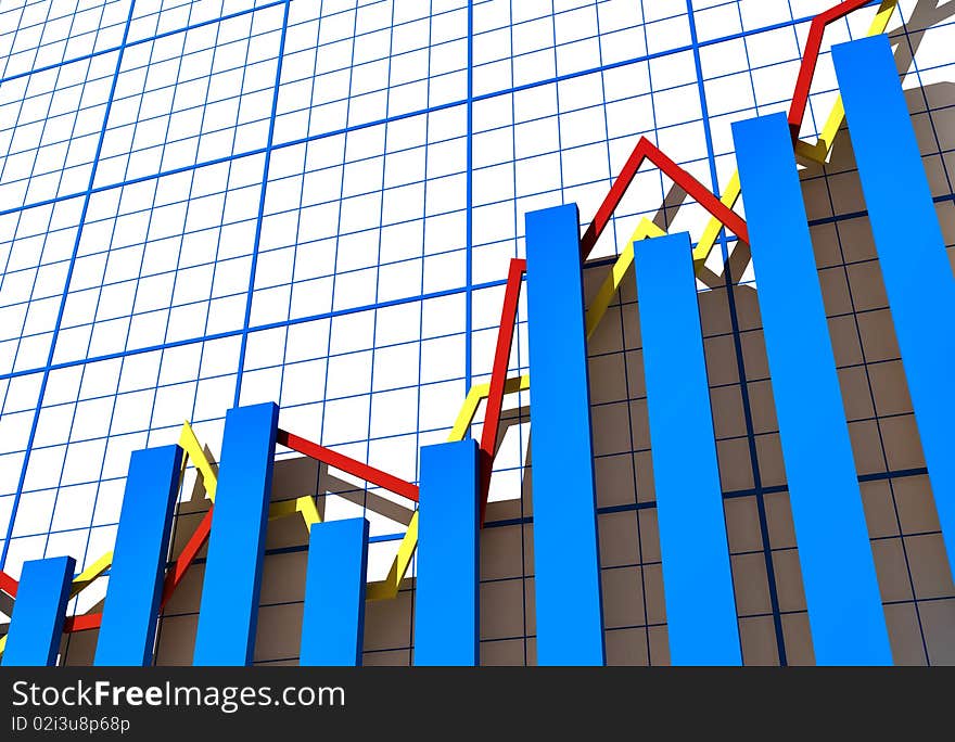 Blue 3d render chart statistics