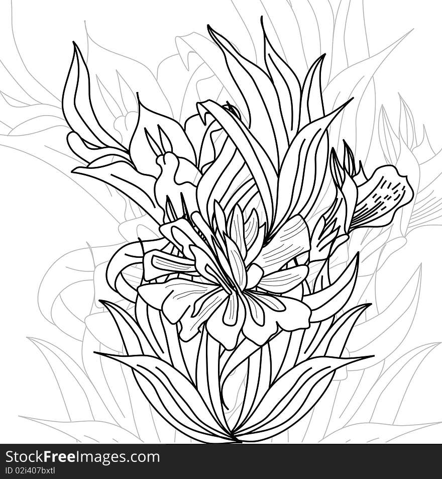 Monochrome floral background. Universal template for greeting card, web page, background